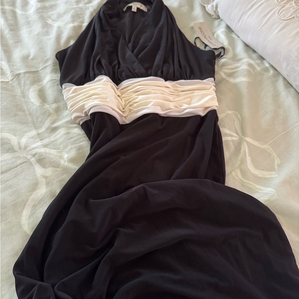 NWT EVAN-PICONE Elegant Black and White Evening Dress